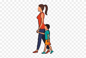 Mom And Son Walking People Character - Vector Graphics