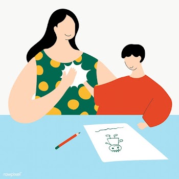 Mom giving son high five in homeschool art painting time during the co.. | Free  transparent png - 2309076