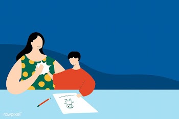 Mom giving son high five in homeschool art painting time during the co.. | Free  vector - 2309072