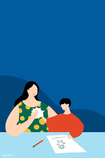 Mom giving son high five in homeschool art painting time during the co.. | Free  vector - 2309109