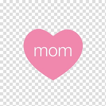 Mom text and pink heart illustration transparent background PNG clipart