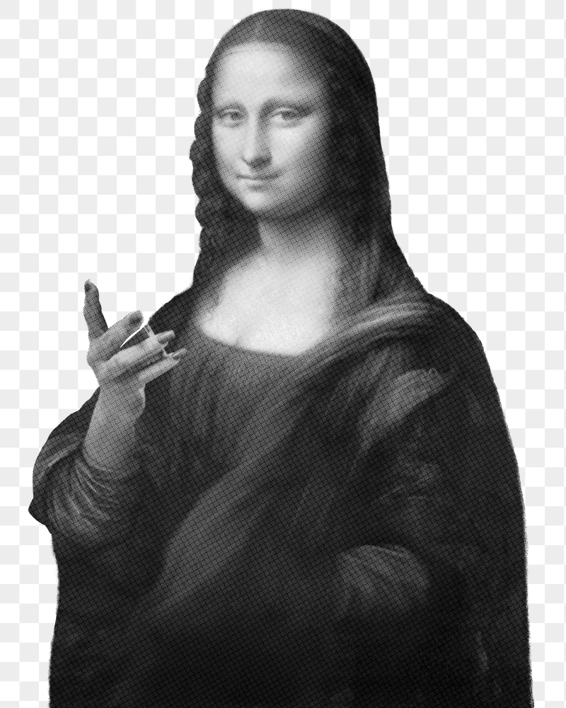 Mona Lisa png greyscale sticker, | Free PNG - rawpixel