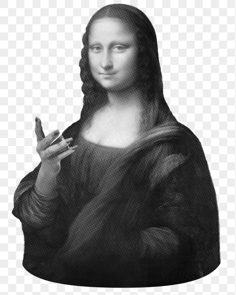 Mona Lisa png greyscale sticker, | Free PNG - rawpixel