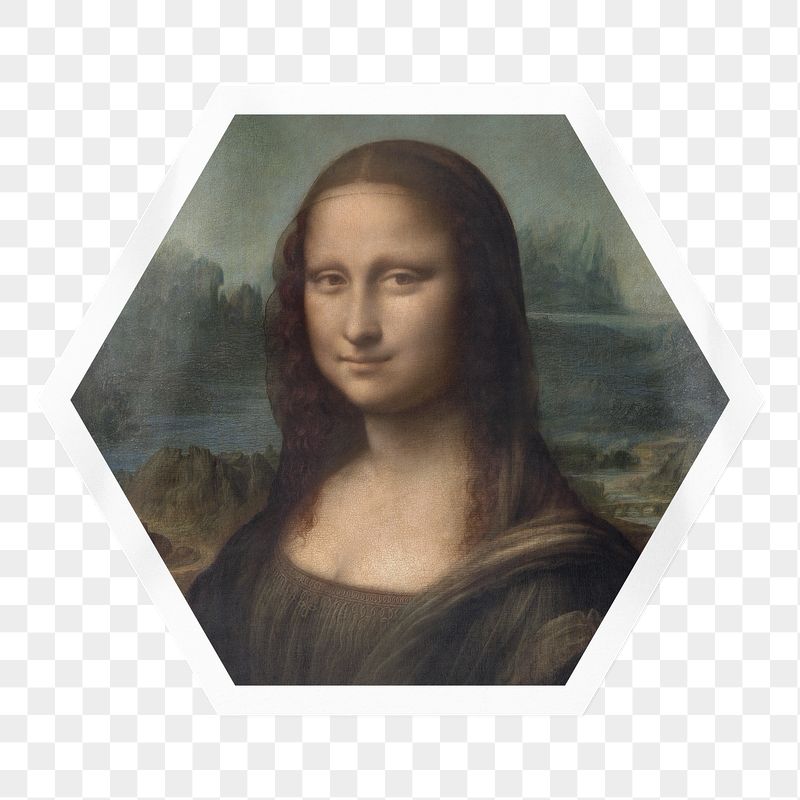 Mona Lisa png sticker, hexagon | Free PNG - rawpixel