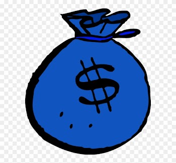 Money Bag Blue - Black And White Money Clipart