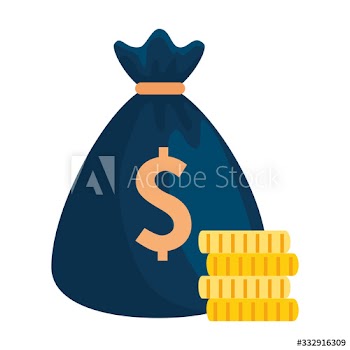 money bag cash with pile coins design