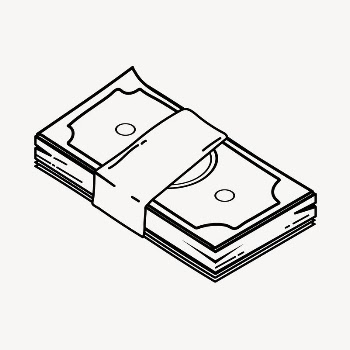 Money doodle clipart, cute black | Free PSD Illustration - rawpixel