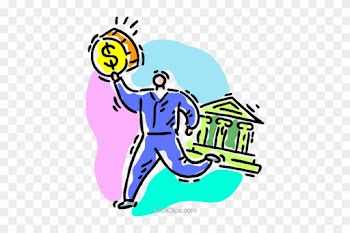 Money Man Making A Withdrawal Royalty Free Vector Clip - Bank Loan Clip Art