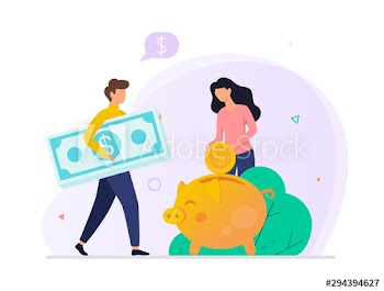 Money putting inside the piggy bank