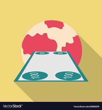 Money transfer icon around the globe money vector image