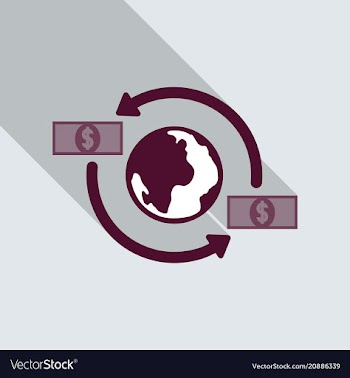 Money transfer icon around the globe money vector image