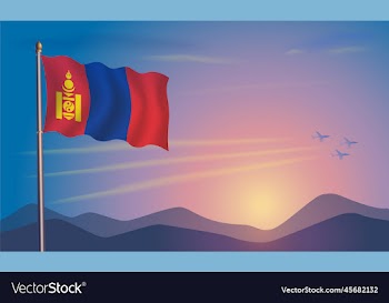 mongolia flag in the morning sun