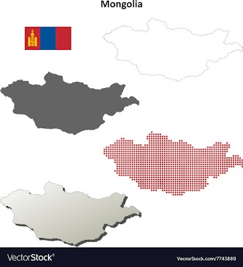 Mongolia outline map set vector image