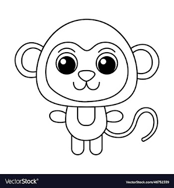 monkey cartoon coloring page for kids