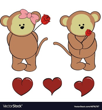 monkey character cartoon valentine rose pack