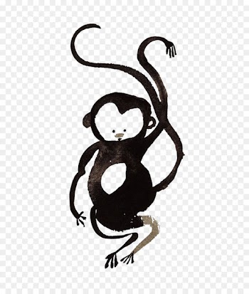 Monkey Chinese New Year Ink wash painting - Cartoon monkey 