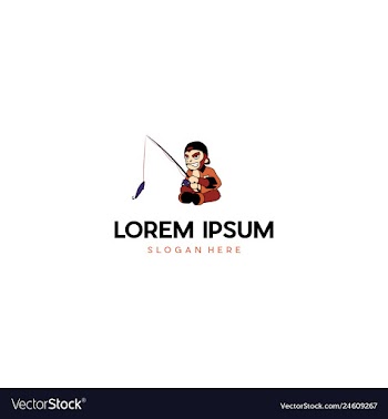 Monkey fishing creative logo vector image