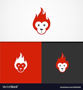 monkey flame simple mascot logo