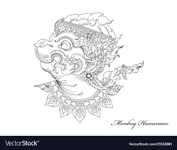 Monkey hanuman art pattern vector image
