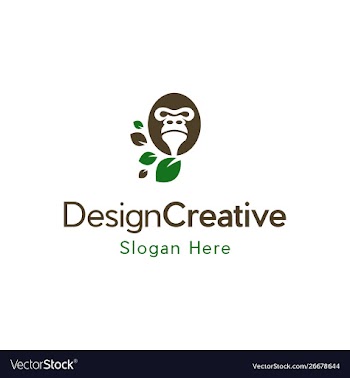 Monkey head leaf logo design vector image