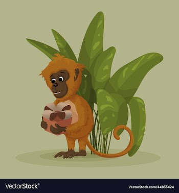 monkey sitting under a palm tree