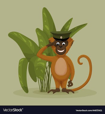 monkey soldier in the jungle leaves