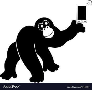 Monkey with smart phone isolated vector image