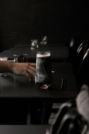 Monochromatic charcoal latte 