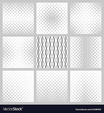 Monochrome curved shape pattern background set vector image