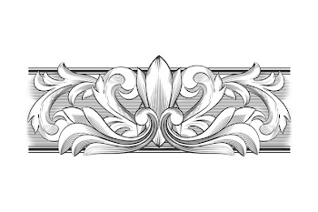 Monochrome draw with ornamental border Free Vector
