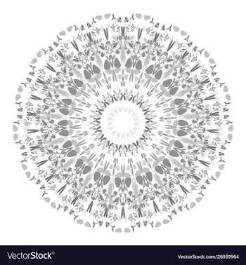 Monochrome floral mandala - circular graphic vector image