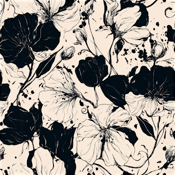 Monochrome Floral Pattern on Cream Background