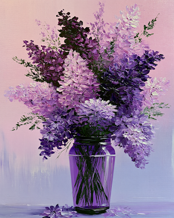 Monochrome Lilac Floral Arrangement