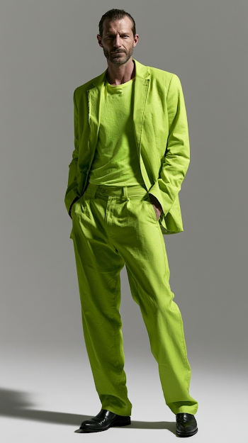 Monochrome Lime Green Fashion Study of a Male Model