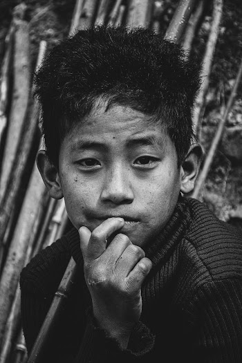 Monochrome Photo Of Boy