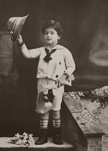 Monochrome Photo of Boy Wearing Sailor Costume