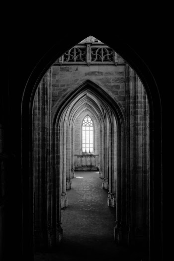 Monochrome Photo Of Dark Hallway