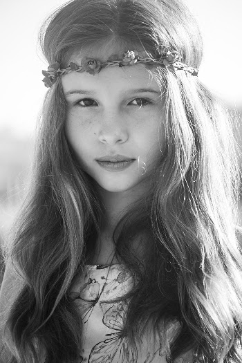 Monochrome Photo of Girl Wearing Flower Crown