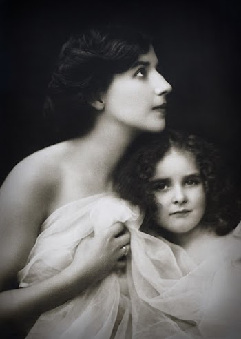 Monochrome Photo of Mother and Child