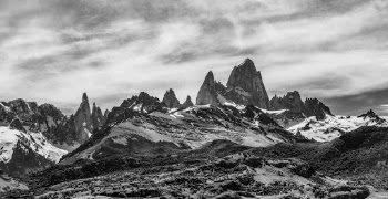 Monochrome Photo of Mountains