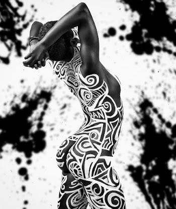Monochrome Photo of Person With Body Art