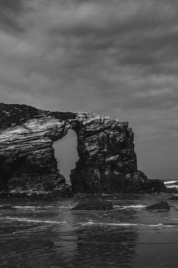 Monochrome Photo Of Shore 