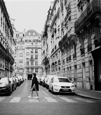 Monochrome Photo of Woman Walking On Pedestrian Lane