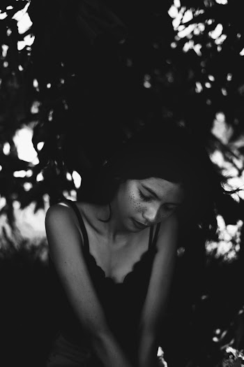 Monochrome Photo Of Woman Wearing Black Spaghetti Top
