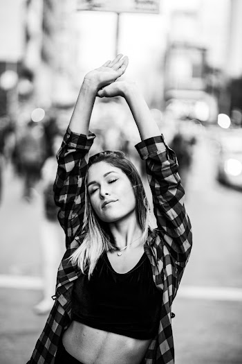 Monochrome Photo of Woman Wearing Crop Top