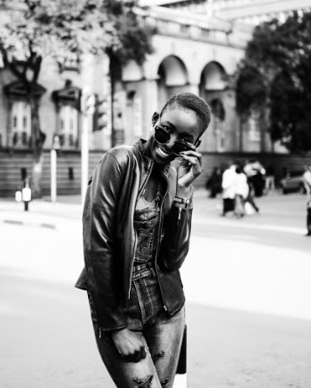 Monochrome Photo of Woman Wearing Leather Jacket