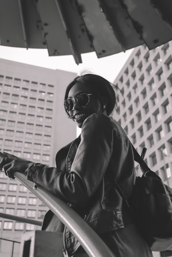Monochrome Photo Of Woman Wearing Sunglasses