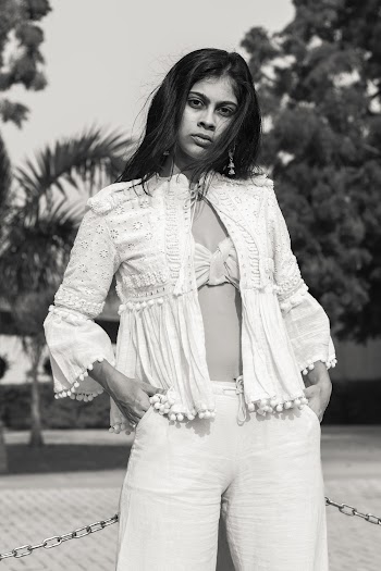 Monochrome Photo Of Woman Wearing White Blazer