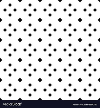 Monochrome seamless abstract curved star pattern vector image