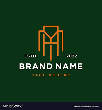 monogram initial letter am ma logo design